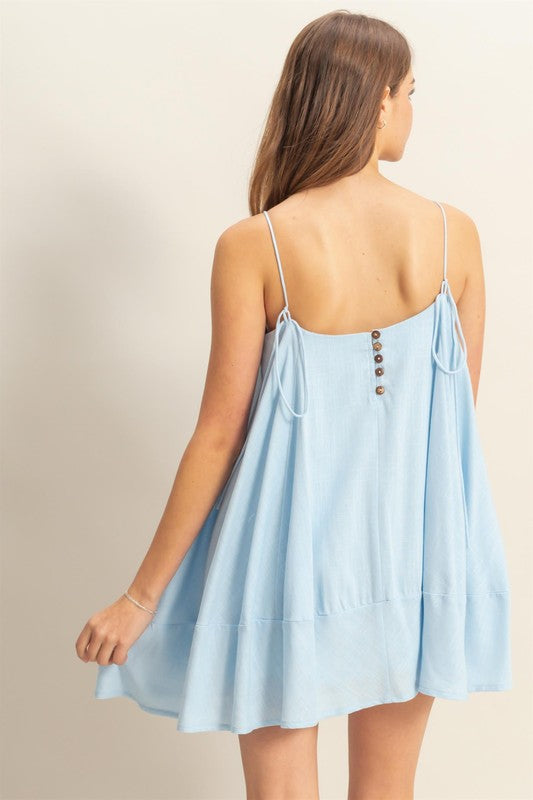 Women's A-line flowy mini cami dress with pockets – lightweight and stylish summer fashion