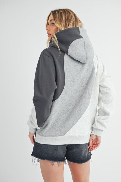 Women's color block hoodie with kangaroo pocket – trendy and cozy