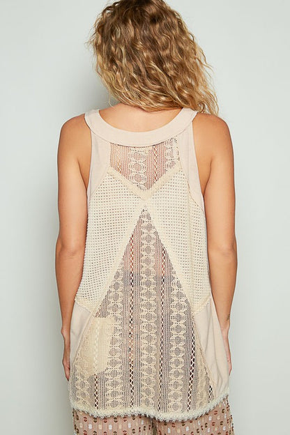 Women's lace-up crochet lace tank – feminine and boho chic summer top