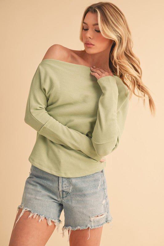 Women's one shoulder long sleeve knit top – chic and modern statement piece