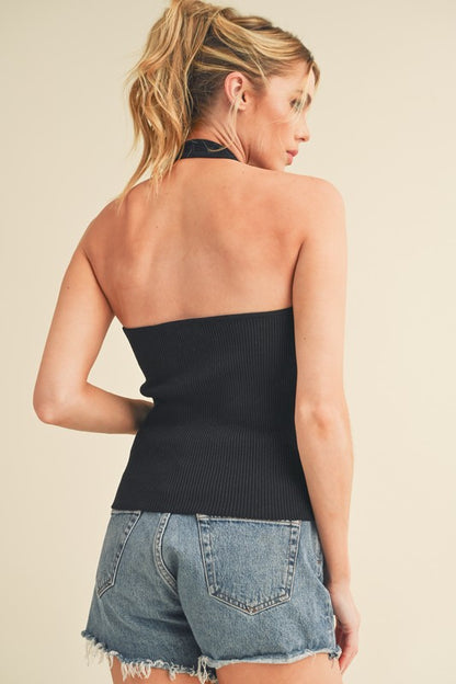 Women's ribbed halter neck cami top in a sleek and versatile design