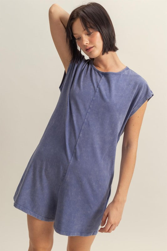 Relaxed fit cap sleeve breezy romper – stylish and comfortable one-piece outfit