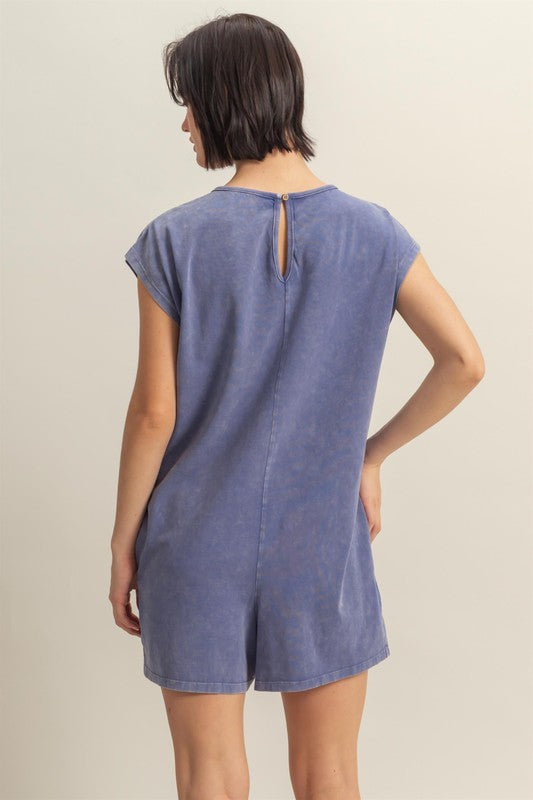 Relaxed fit cap sleeve breezy romper – stylish and comfortable one-piece outfit